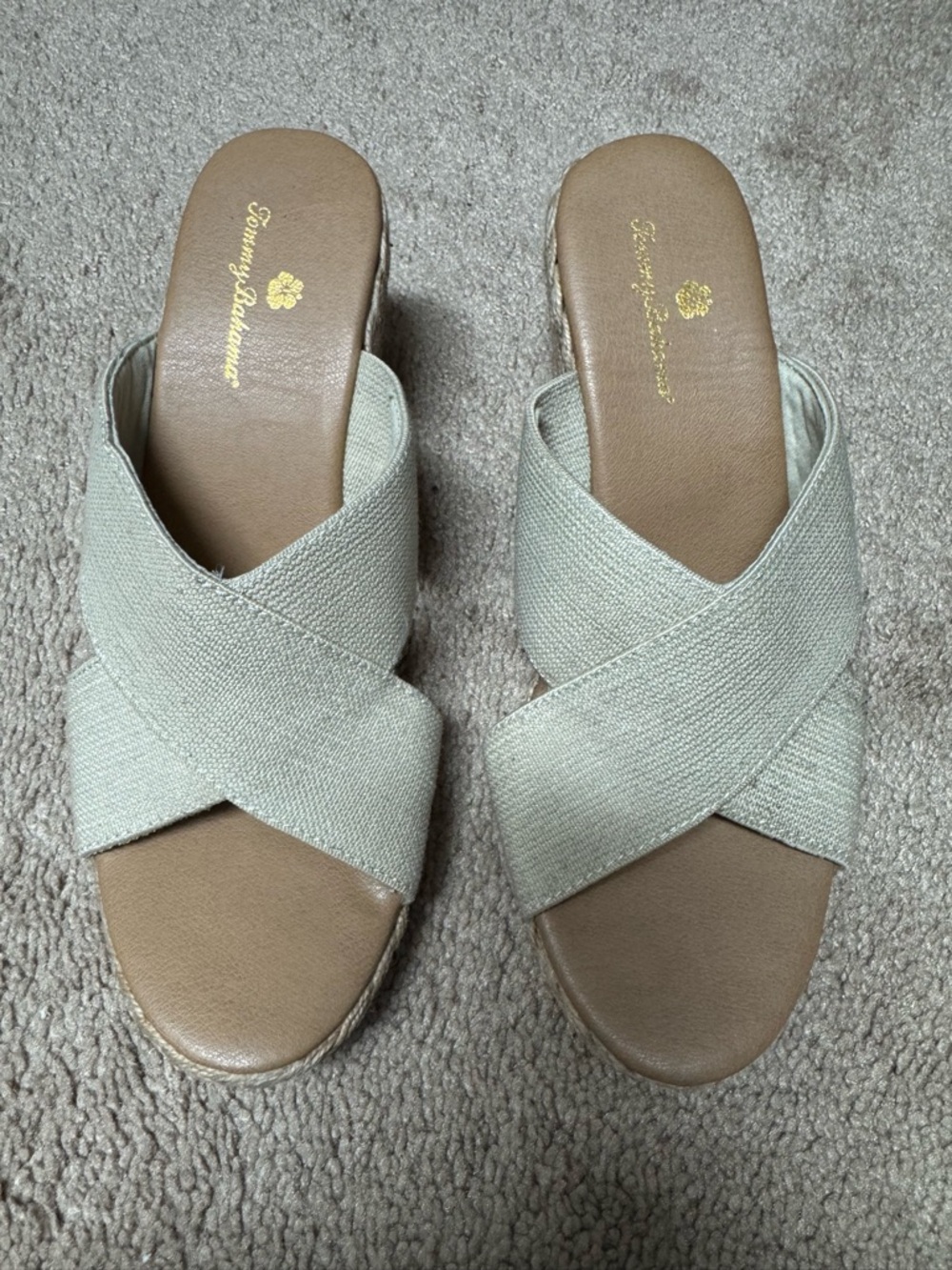 Tommy Bahama Light Taupe Crisscross Slide Mules